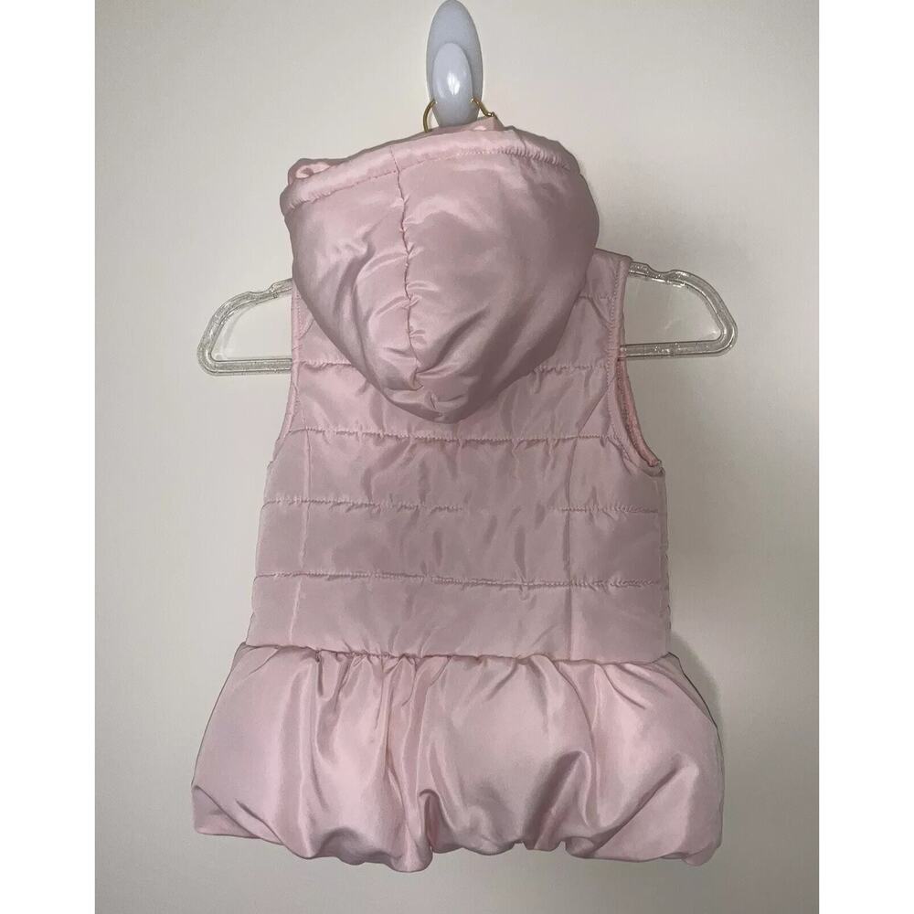 Calvin Klein Jeans Girls 5 Pink Hooded Puffer Gilet Zip Quilted Logo Barbiecore - Picture 2 of 8